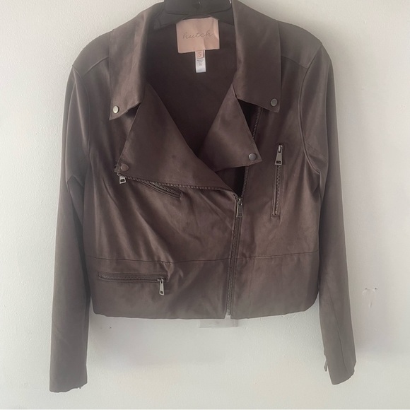 Hutch anthropologie faux suede brown moto jacket 37441 - Picture 2 of 11
